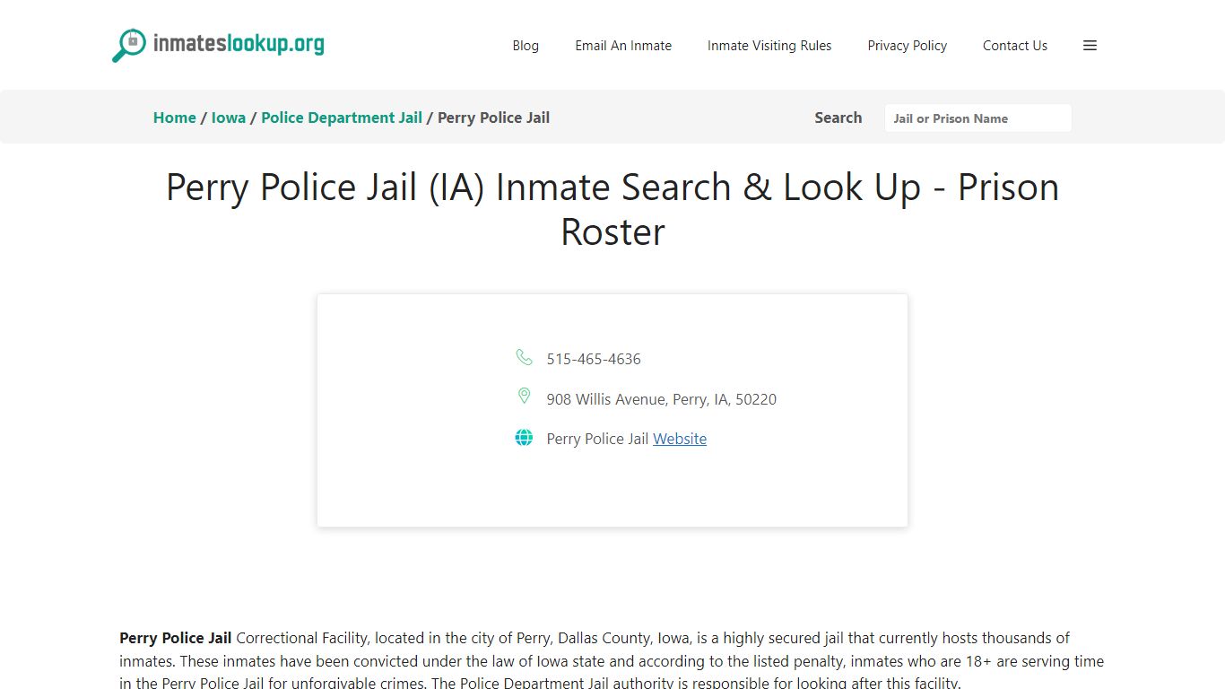 Perry Police Jail (IA) Inmate Search & Look Up - Prison Roster